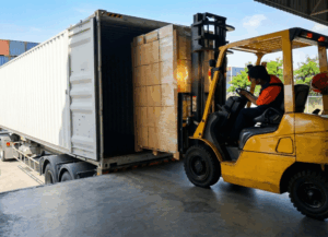 Forklift removed pallet from truck
